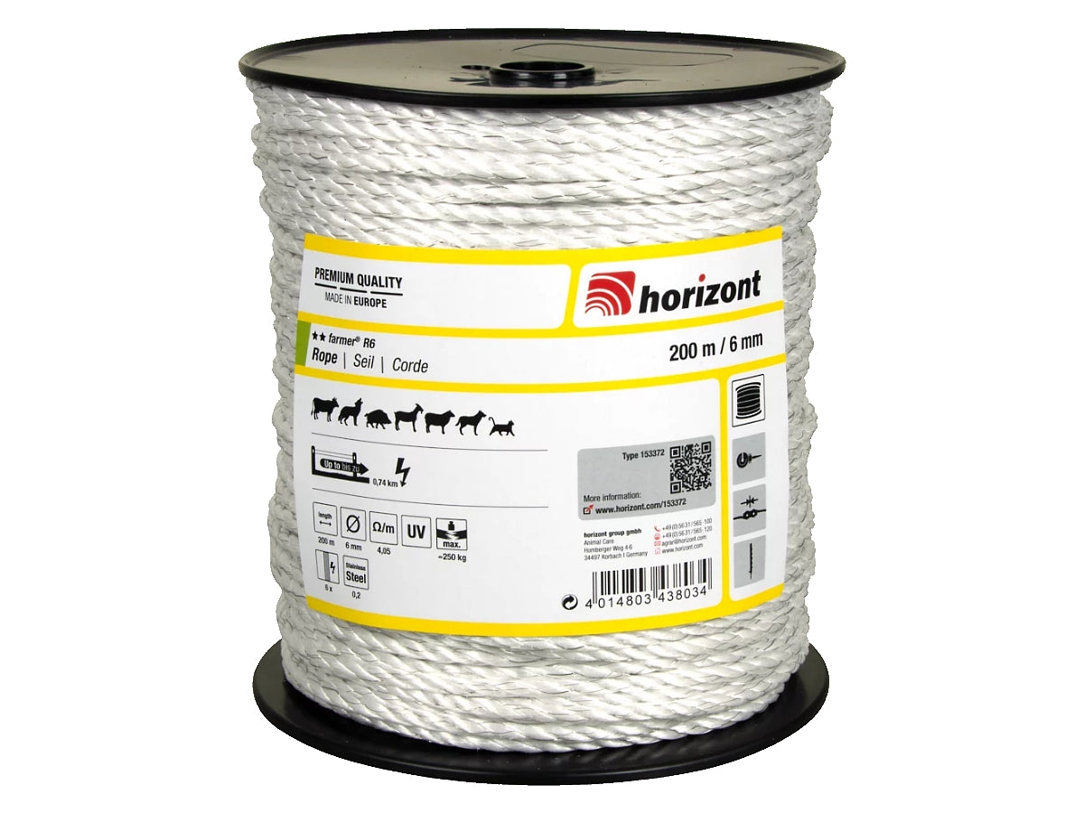 Horizont - Farmer R6 Pasture Electric Fence Rope (6mm x 200m)