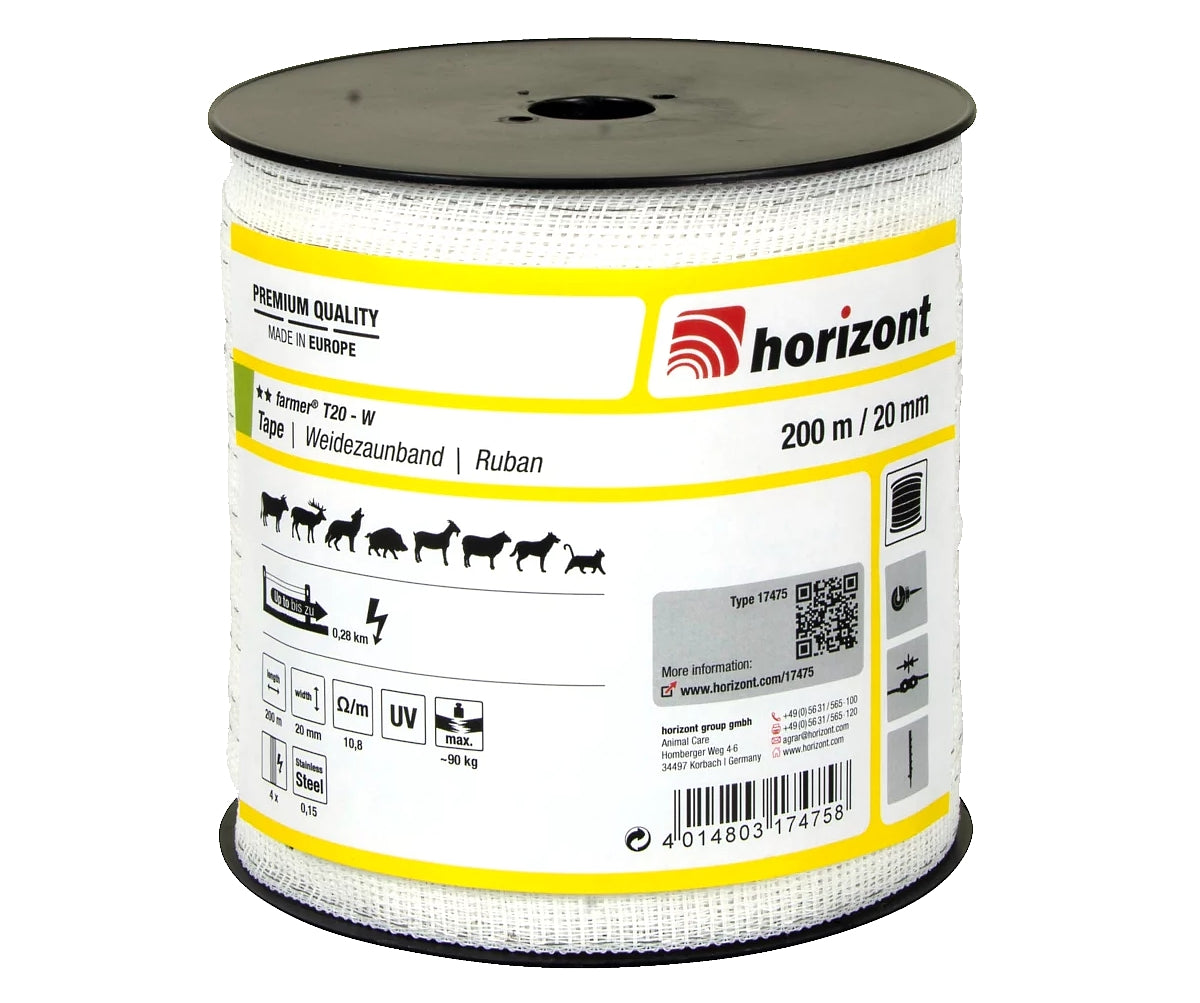 Horizont - Farmer T20-W - Pasture Electric Fence Tape (White) - 20mm x 200m