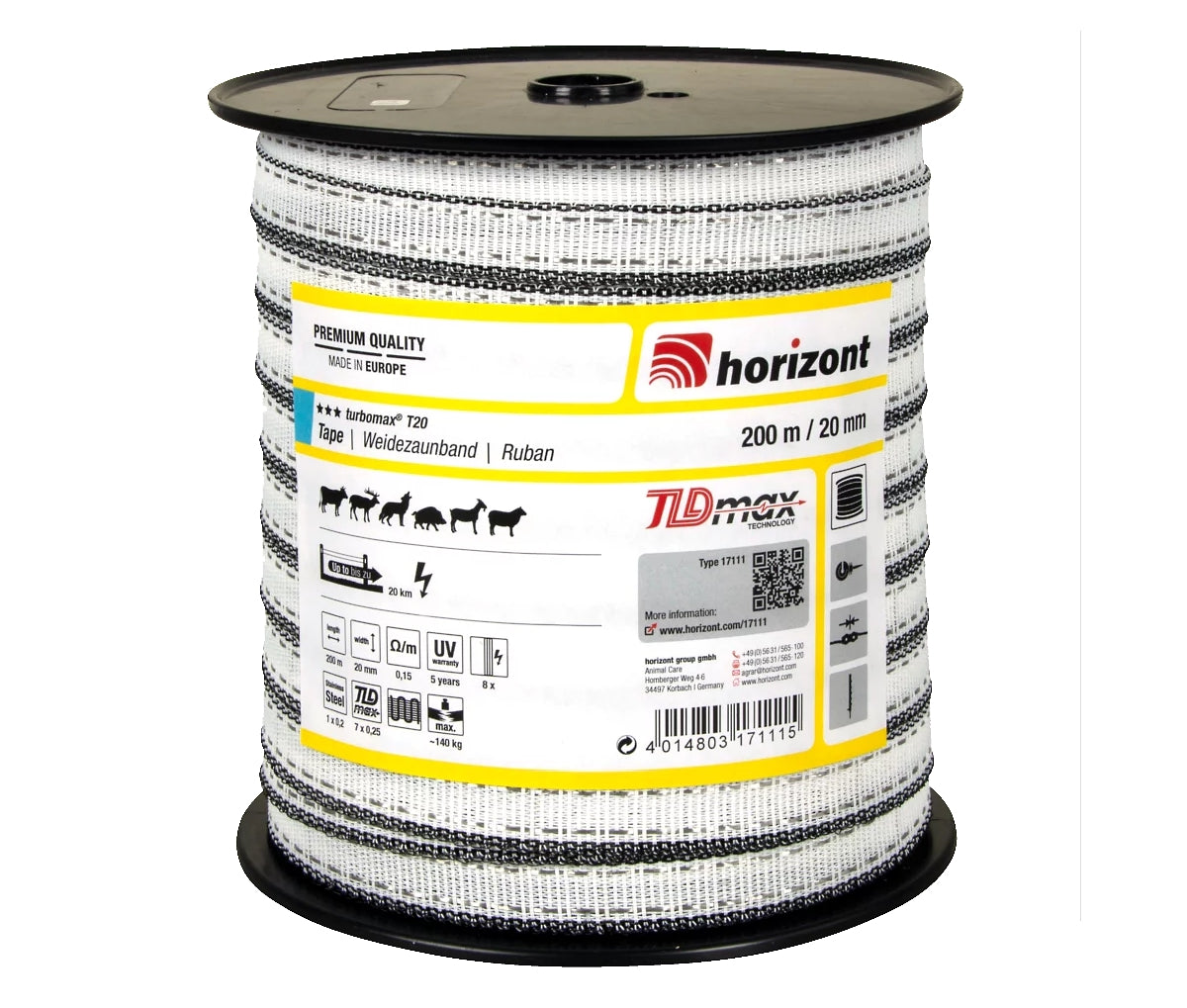 Horizont - Turbomax T20 - Pasture Electric Fence Tape - 20mm x 200m