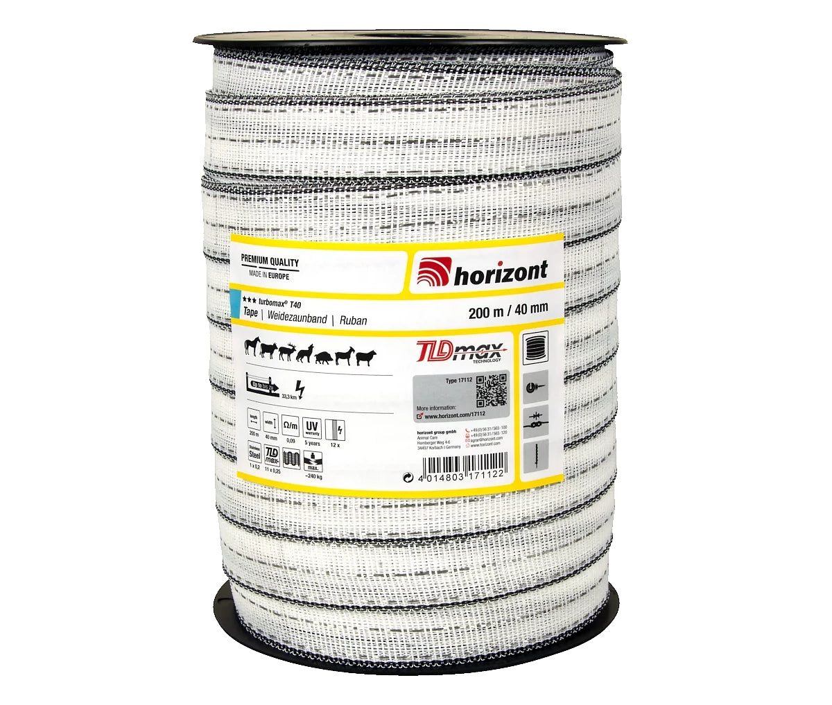 Horizont - Turbomax T40 - Pasture Electric Fence Tape - 40mm x 200m