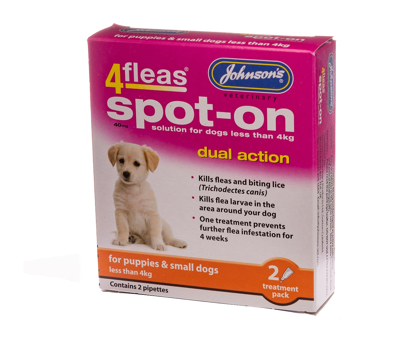 Johnson's - 4fleas Spot-on for Puppies and Small Dogs less than 4kg - 2 x pipettes