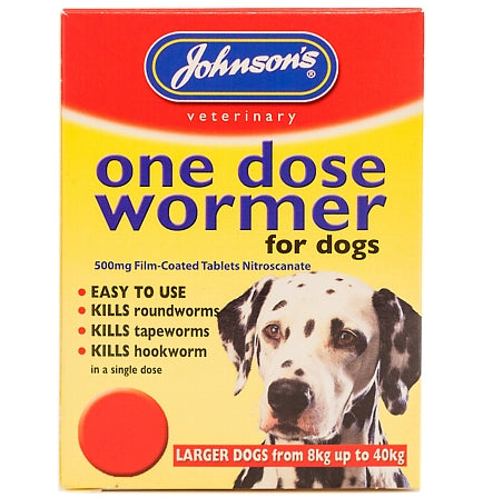 Johnson's - One Dose Wormer Tablets for Larger Dogs 8-40kg (4 Tablets)