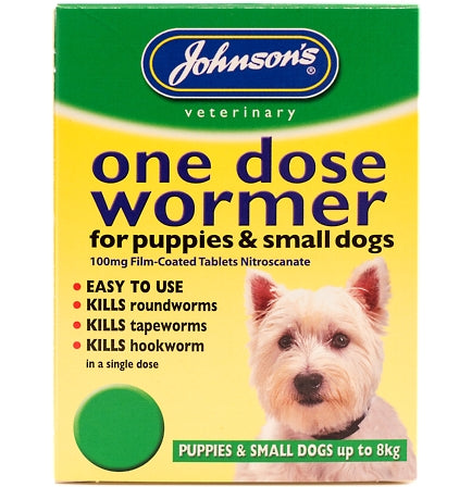 Johnson's - One Dose Wormer Tablets for Puppies and Small Dogs up to 8kg (4 Tablets)