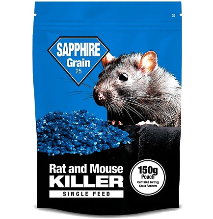Lodi - Sapphire Grain 25 Rat & Mouse Killer - 150g Pouch (6 x 25g Sachets)