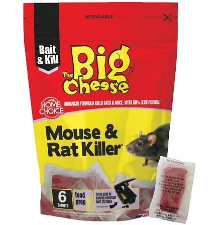 The Big Cheese - Rat & Mouse Killer Pasta Bait - 6 x Sachets